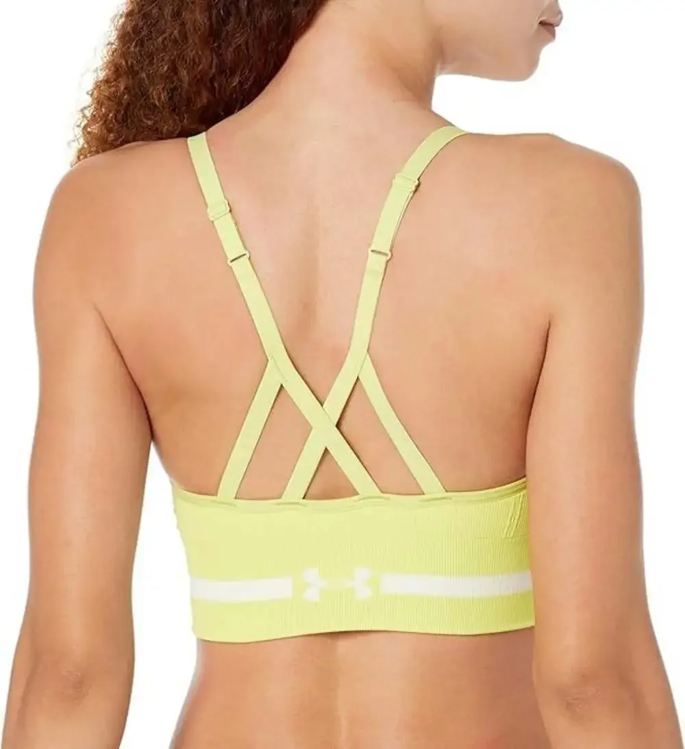 Under Armour Seamless Low Long Women's Size XS Lime Yellow White Sports Bra NWT